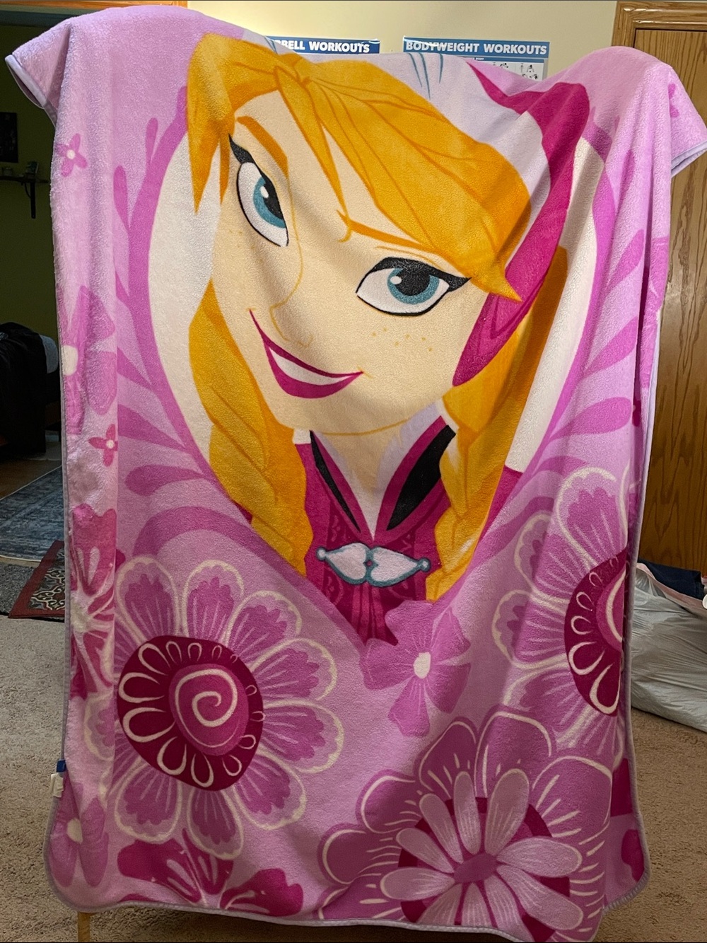 Girls' Pink Character Elsa and Anna Pajama Blanket 60 x 90 inches